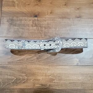 Womens Rhinestone Genuine Leather Belt